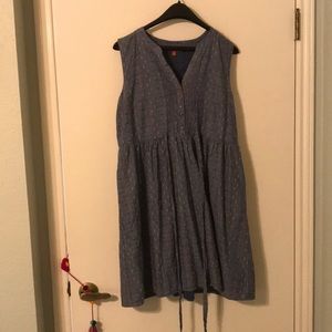 ModCloth Denim dress with rainbow color stitching